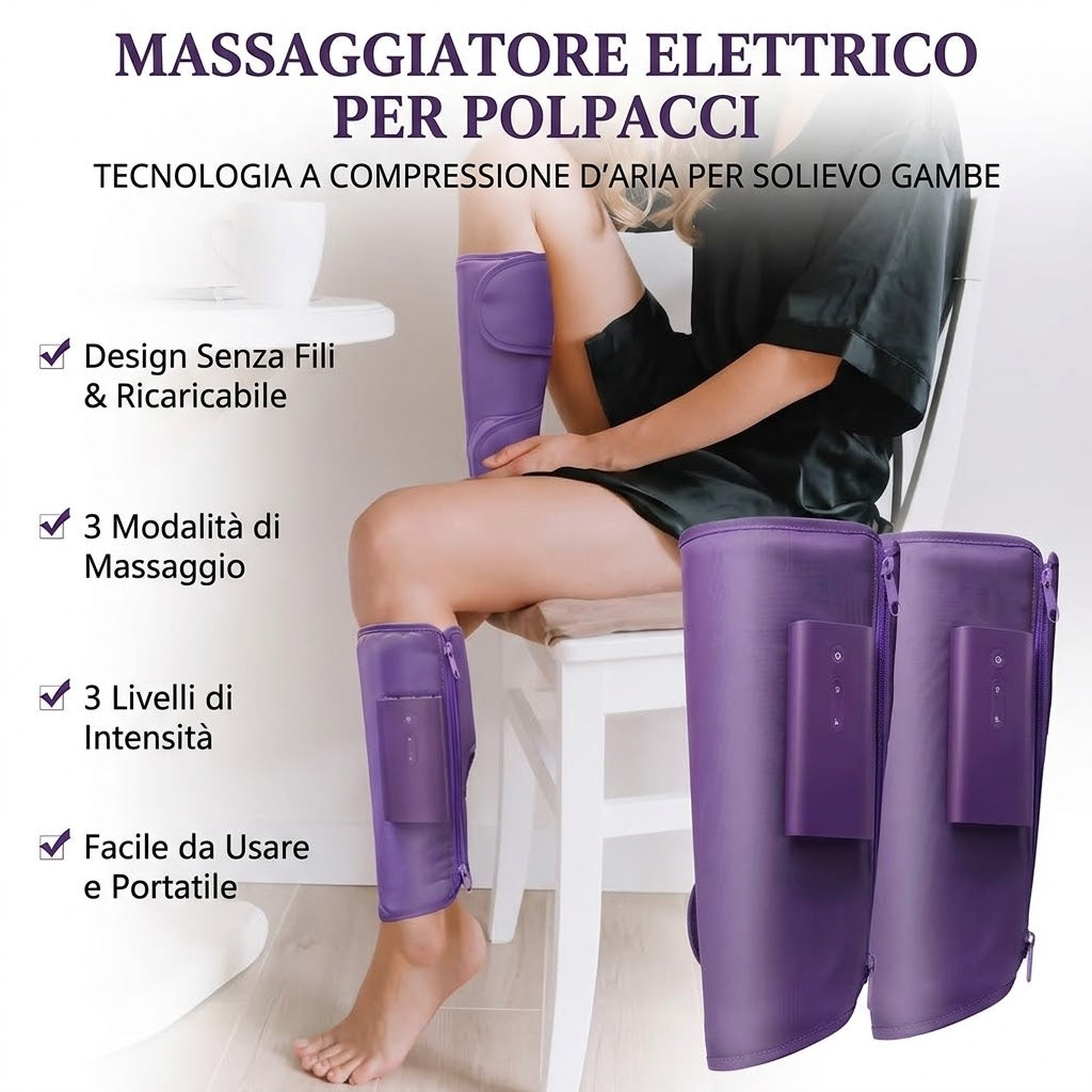 FIXORA™ Massaggiatore per Gambe a Compressione | Sollievo per Gambe Gonfie e Stanche