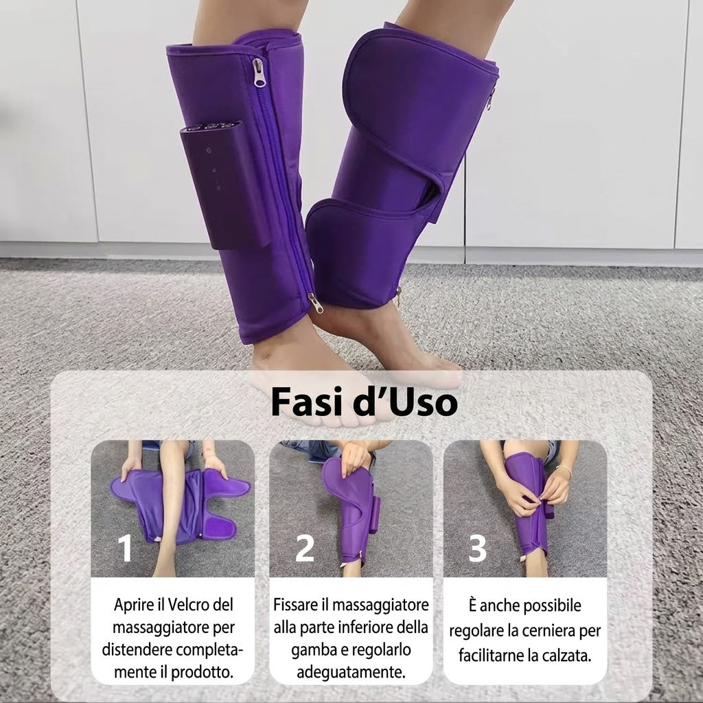 FIXORA™ Massaggiatore per Gambe a Compressione | Sollievo per Gambe Gonfie e Stanche