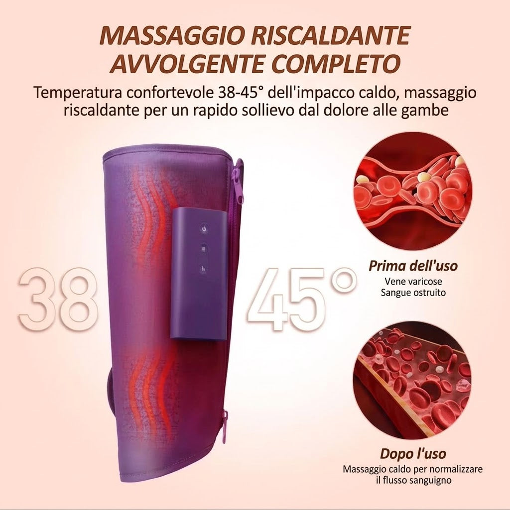FIXORA™ Massaggiatore per Gambe a Compressione | Sollievo per Gambe Gonfie e Stanche