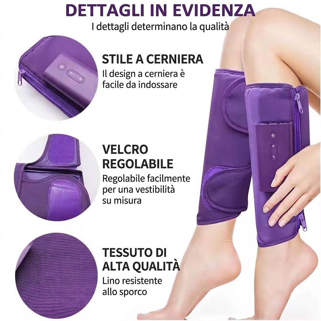 FIXORA™ Massaggiatore per Gambe a Compressione | Sollievo per Gambe Gonfie e Stanche