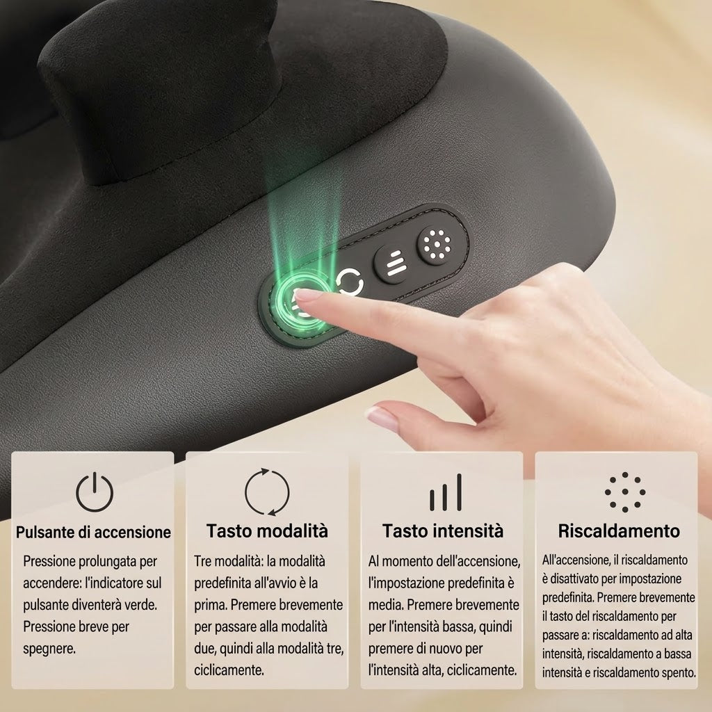 FIXORA™ Cuscino Massaggiante Shiatsu 3D | Relax Wireless e Calore per la Cervicale
